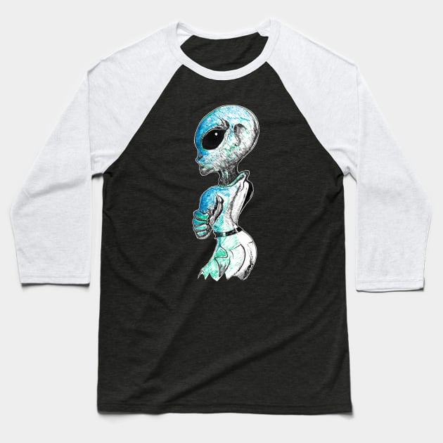 ink illustration - Grey - space and science fiction inspired designs Baseball T-Shirt by STearleArt